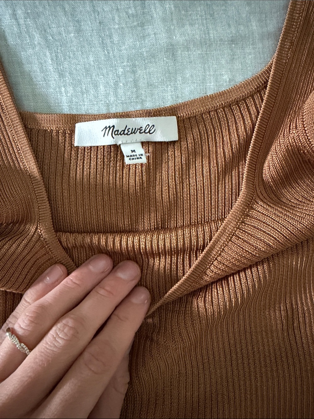 Madewell Ribbed Square-Neck Tank Top in Brown - Picture 2 of 5